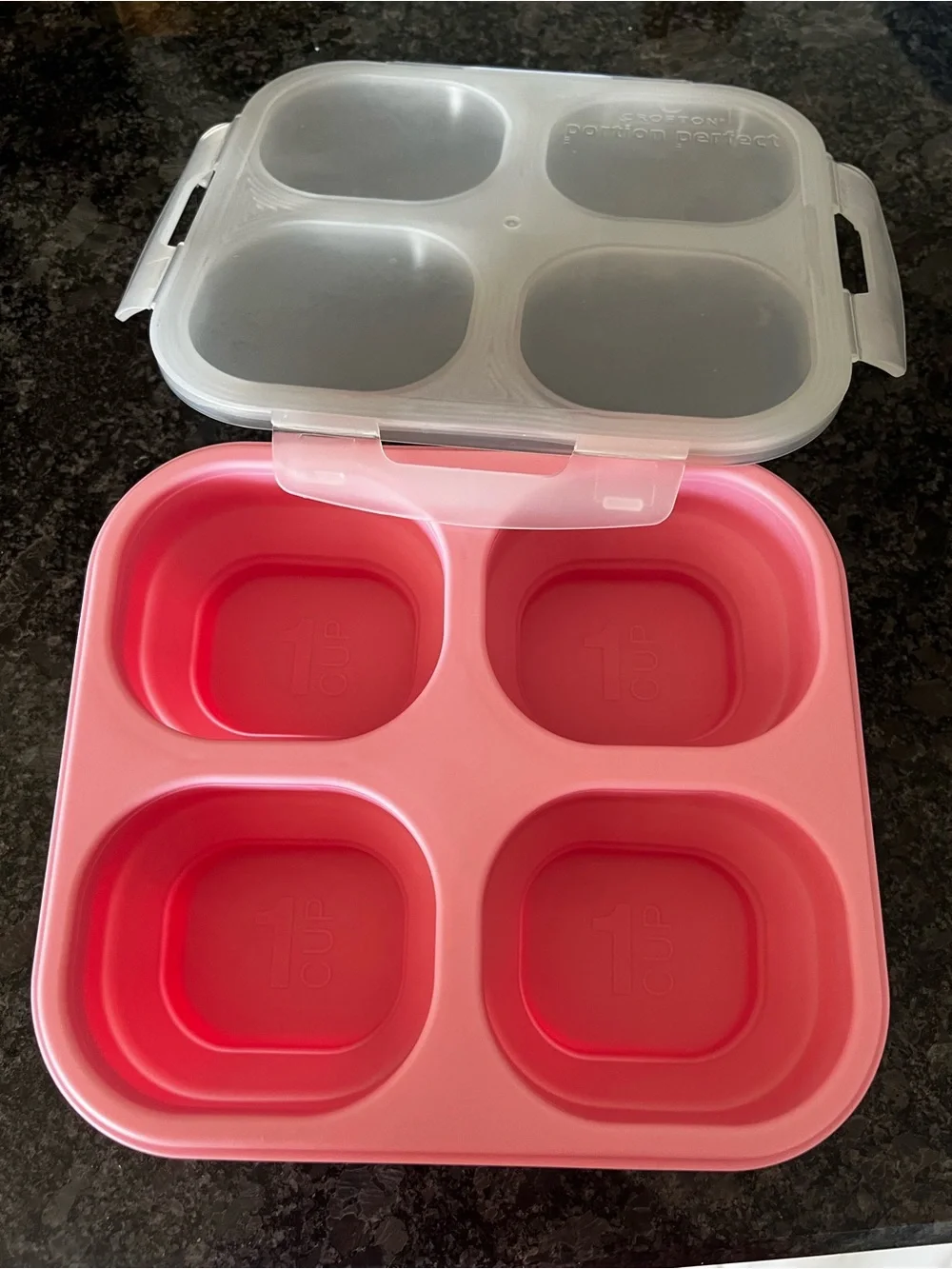 Pink Silicone 4-Compartment Snack Box